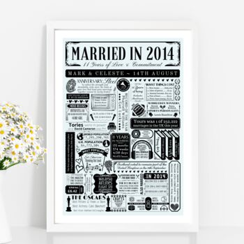 2014 Personalised 11th Steel Wedding Anniversary Poster, 2 of 8