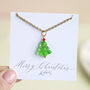 Green Bubble Glass Christmas Tree Necklace, thumbnail 2 of 5