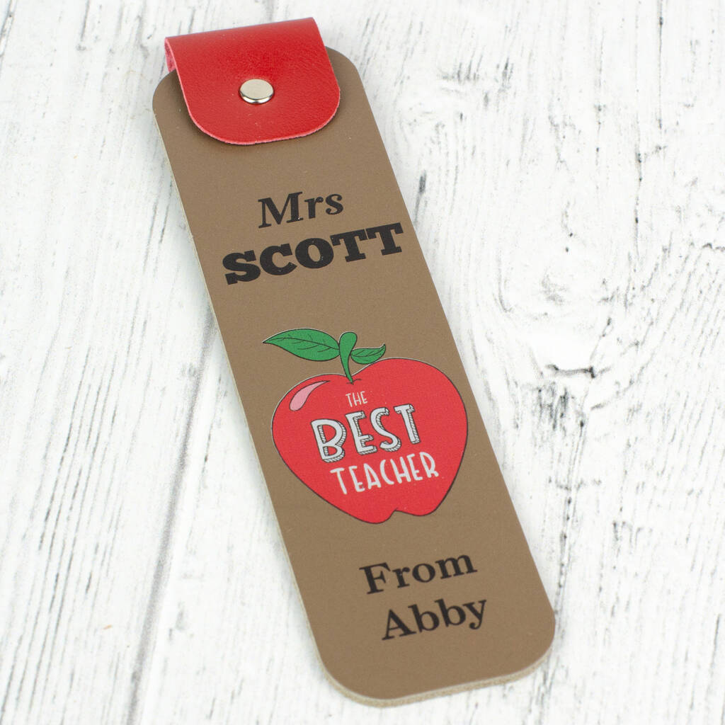 The Best Teacher Personalised Leather Bookmark By The Tiny Gift Company