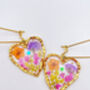 Real Pastel Colour Flowers Heart Drop Earrings Hand Made, thumbnail 3 of 8