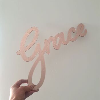 Personalised Red Script Wall Name, 4 of 7