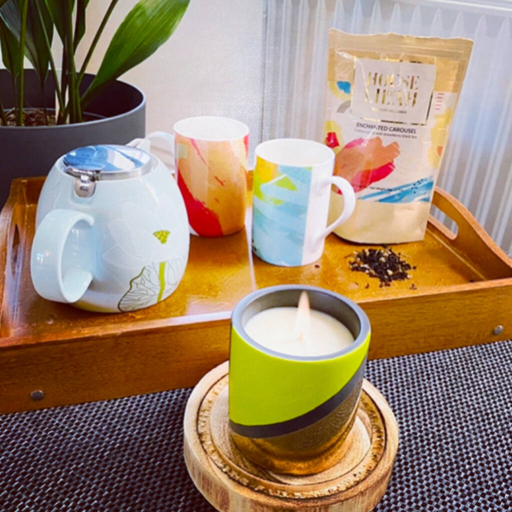 Freedom Gift Set Concrete Soy Candle And Two X Tea By HOUSE OF LILAH