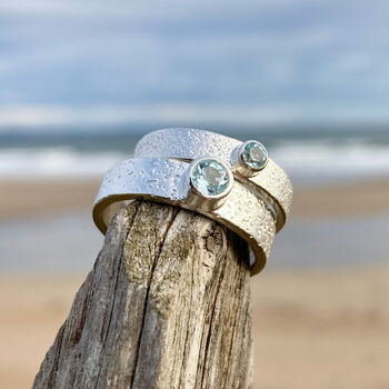 Blue Topaz December Birthstone Ring In Textured Sterling Silver, 7 of 11