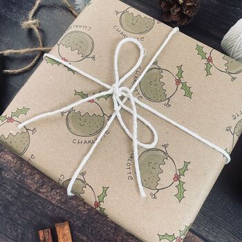 Christmas Pudding Fun Personalised Wrapping Paper, 3 of 4