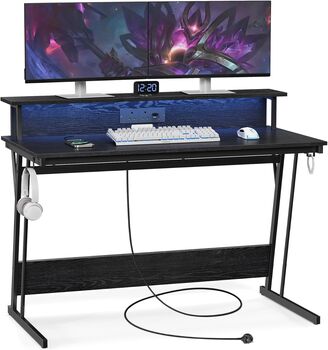 Gaming Desk With LED Lights Built In Power Outlets, 7 of 7