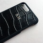 Black Croc Effect Leather Monogram Phone Case, thumbnail 11 of 11