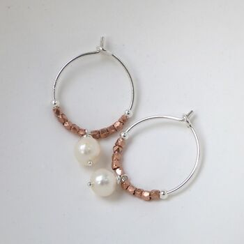 Freshwater Pearl And Fair Trade Nugget Hoops, 3 of 9