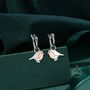 Sterling Silver Robin Bird Dangle Huggie Hoop Earrings, thumbnail 2 of 10