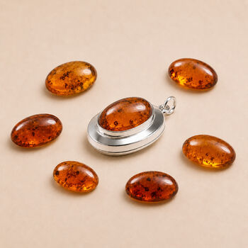 Personalised Sterling Silver Baltic Amber Gemstone Photo Locket Necklace, 2 of 6