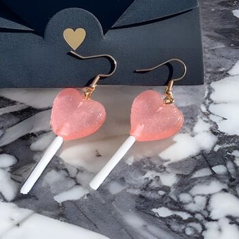 Heart Shaped Lollipop Earrings, 2 of 4
