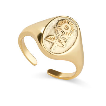 14 K Gold Or Silver Sunflower Ring, 3 of 8