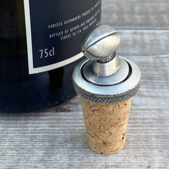 Pewter Rugby Ball Bottle Stopper, 4 of 5