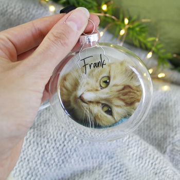 Personalised Pet Photo Flat Glass Bauble, 4 of 4
