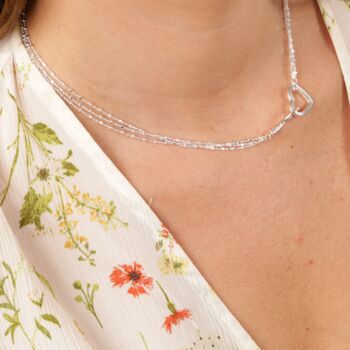 Silver Hook And Heart Pendant Multi Chain Lariat Necklace, 10 of 12