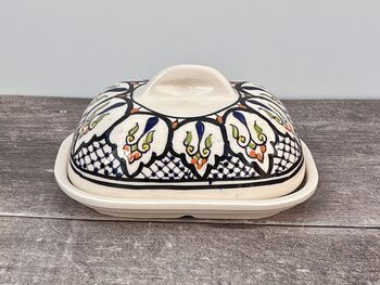 Black, Green And White Patterned Butter Dish, 3 of 3