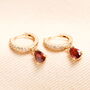 Birthstone Crystal Huggie Hoop Earrings In Gold, thumbnail 2 of 12