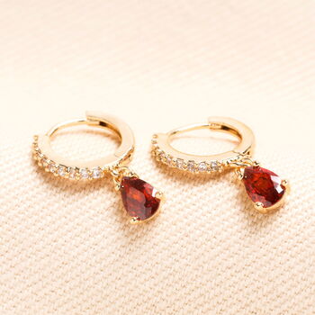 Birthstone Crystal Huggie Hoop Earrings In Gold, 2 of 12