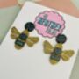 Bumble Bee Glitter Resin Earrings Gift For Bee Lovers, thumbnail 2 of 3