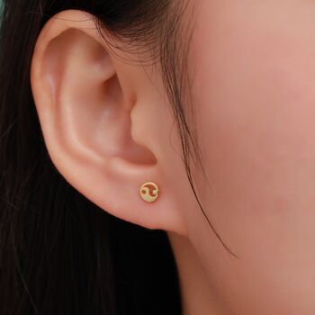 Extra Tiny Yin Yang Circle Stud Earrings, 6 of 12