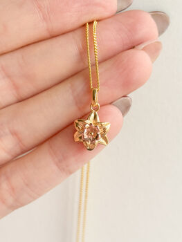 Gold Daffodil Pendant Necklace, 3 of 8