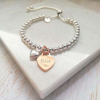 Silver Bracelet This Mummy Belongs To… Personalised Rose Gold Heart, 2 of 6