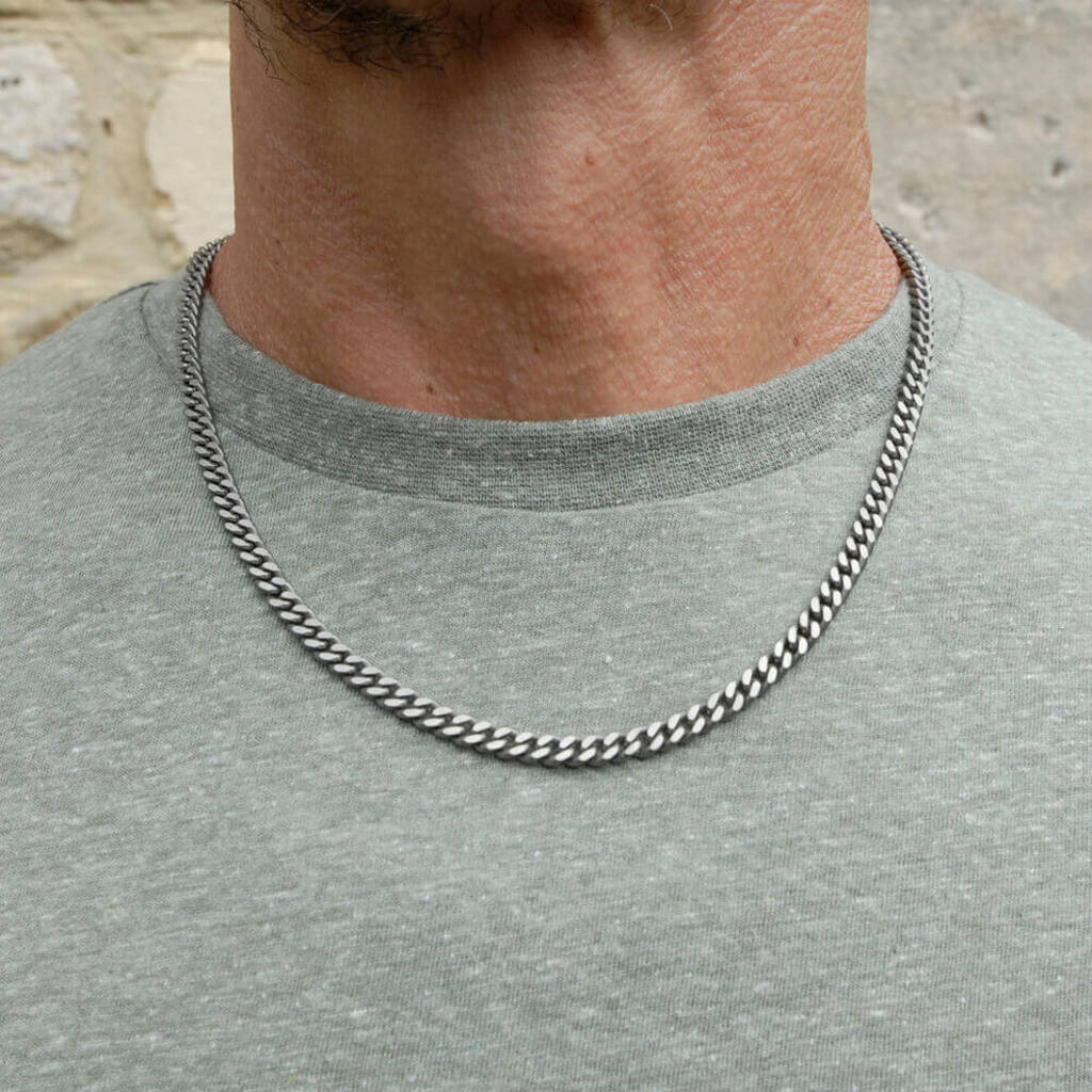 Men's Strong Flat Curb Titanium Chain, 1 of 4