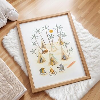 Boho Animal Surf Camp Children's Art Print, 3 of 3