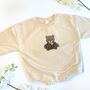 Personalised Embroidered Sweatshirt Romper With Teddy Bear, thumbnail 1 of 2