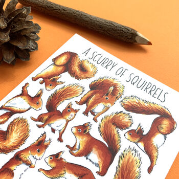 Red Squirrels Wildlife Watercolour Postcard, 7 of 10
