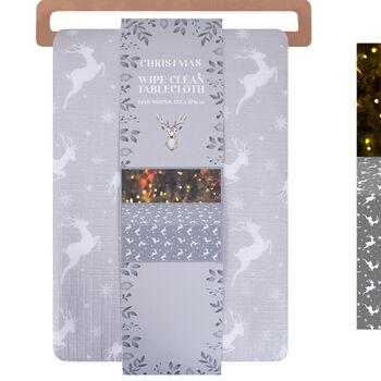 Silver Stag Wipe Clean Christmas Tablecloth, 4 of 5