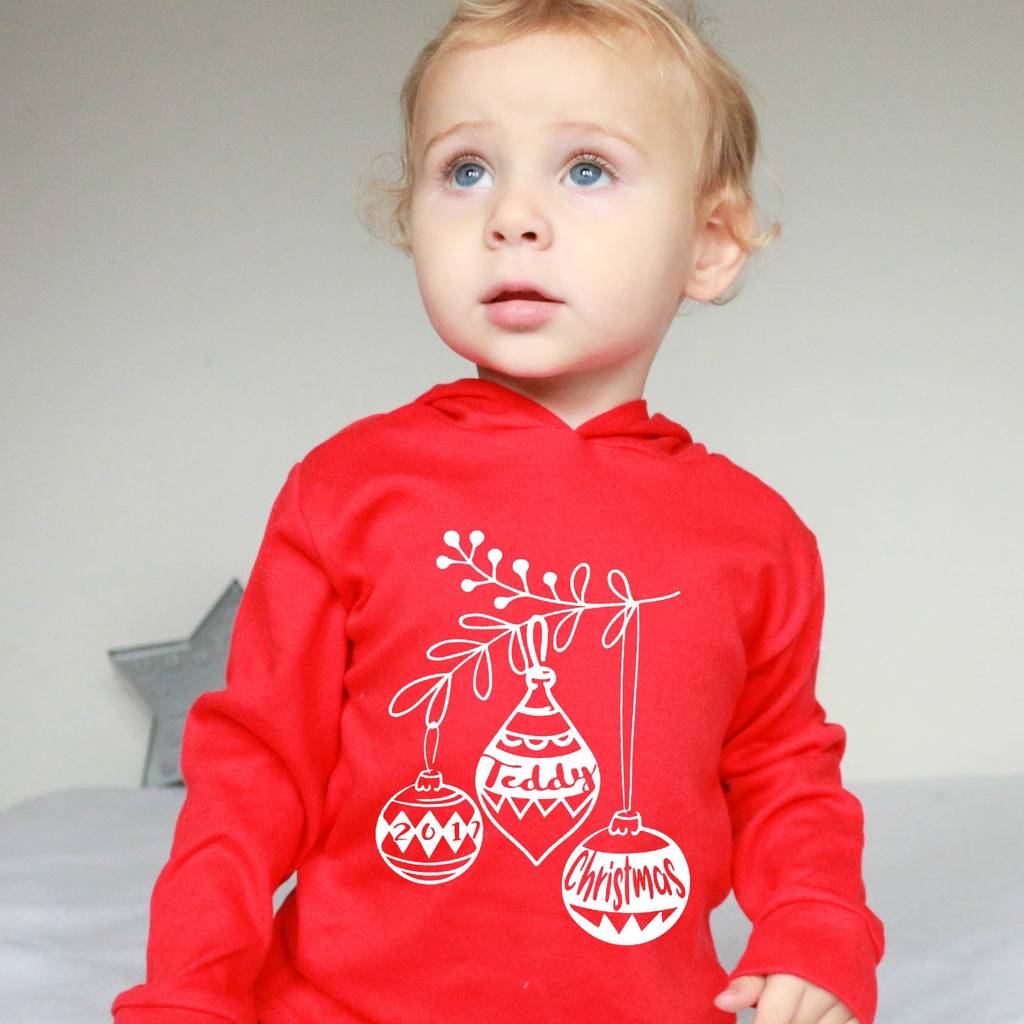 Personalised Christmas Bauble Kid's T Shirt / Hoodie, 1 of 3