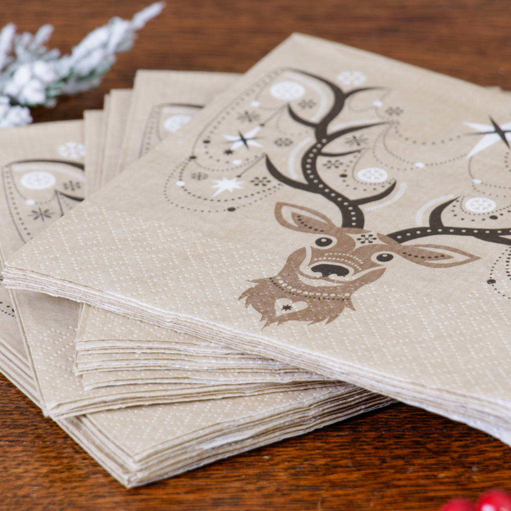 Replace F 20 Festive Reindeer Paper Napkins By Dibor