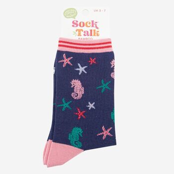 Womens Seahorse And Starfish Bamboo Socks, 4 of 4