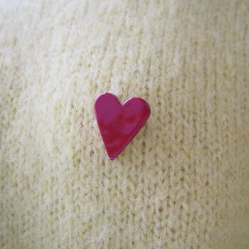 Handmade Ceramic Valentines Heart Badge Pink Red Gold, 6 of 11