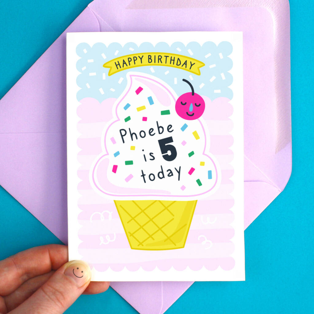 Personalised Birthday Card Ice Cream Greeting Card, 1 of 7
