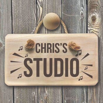 Personalised Wooden Music Studio Sign, 2 of 2