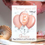 Personalised Balloons Relation 13th Birthday Card, thumbnail 1 of 9