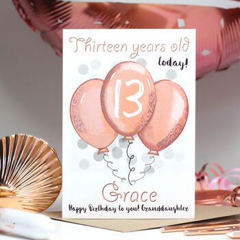 Personalised Balloons Relation 13th Birthday Card, 3 of 10