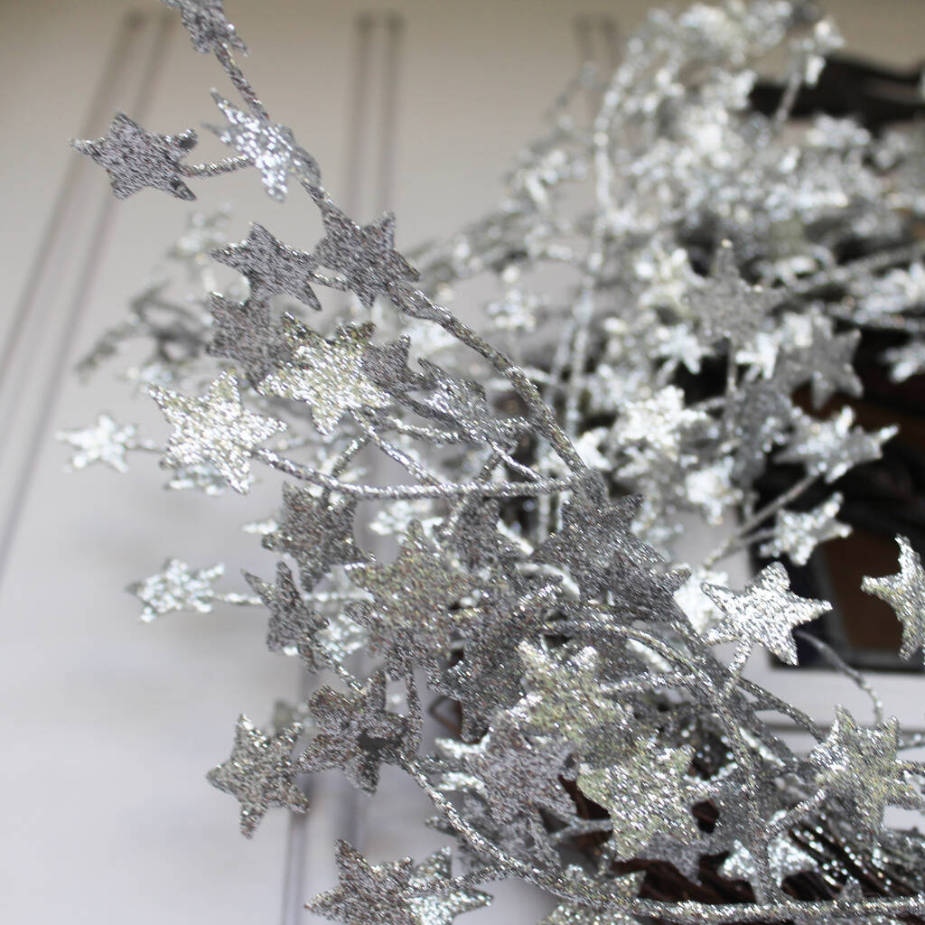 Silver Sparkly Star Christmas Door Wreath By Lime Tree London ...