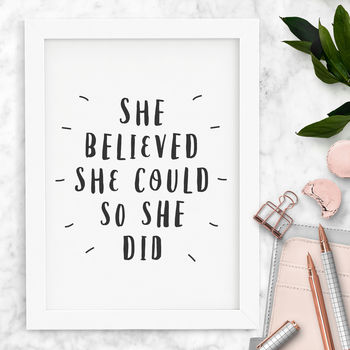 'She Believed She Could So She Did' Typography Print, 3 of 3
