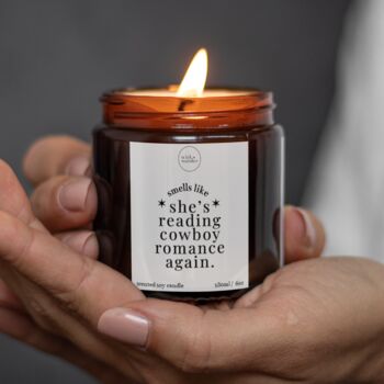 Reading Cowboy Romance Again Candle, Book Lover Gifts, 3 of 11