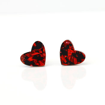 Laser Cut Disco Fleck Love Heart Earrings Studs, 9 of 9