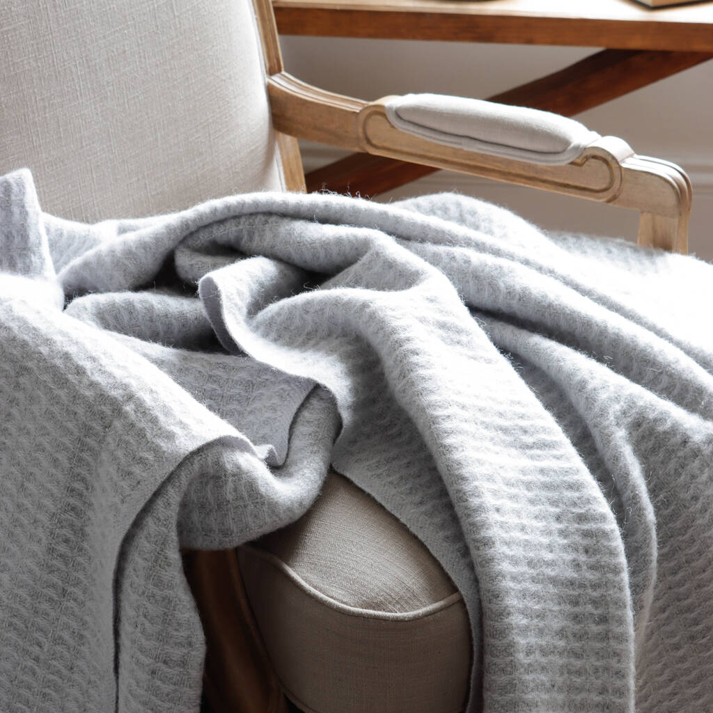 Pale Grey Waffle Wool Throw By Marquis & Dawe | notonthehighstreet.com