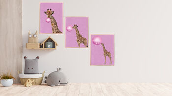Framed Giraffe Bubblegum Pink Wall Art Print, 3 of 7