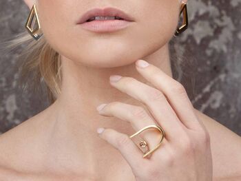 Gold Vermeil Cocktail Ring Lunaria, 3 of 10
