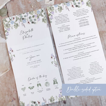 Periwinkle Foliage Concertina Wedding Invitations, 5 of 9