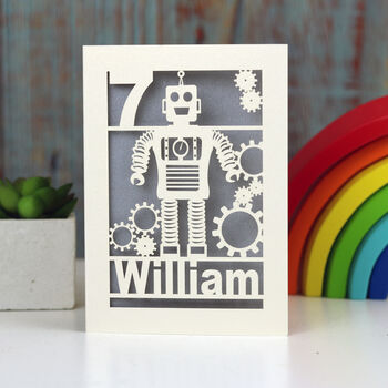 Personalised Papercut Robot Birthday Card, 4 of 5