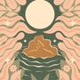Moonlit Manifest, Bohemian Floral Celestial Yoga Meditation Art Print, thumbnail 3 of 3