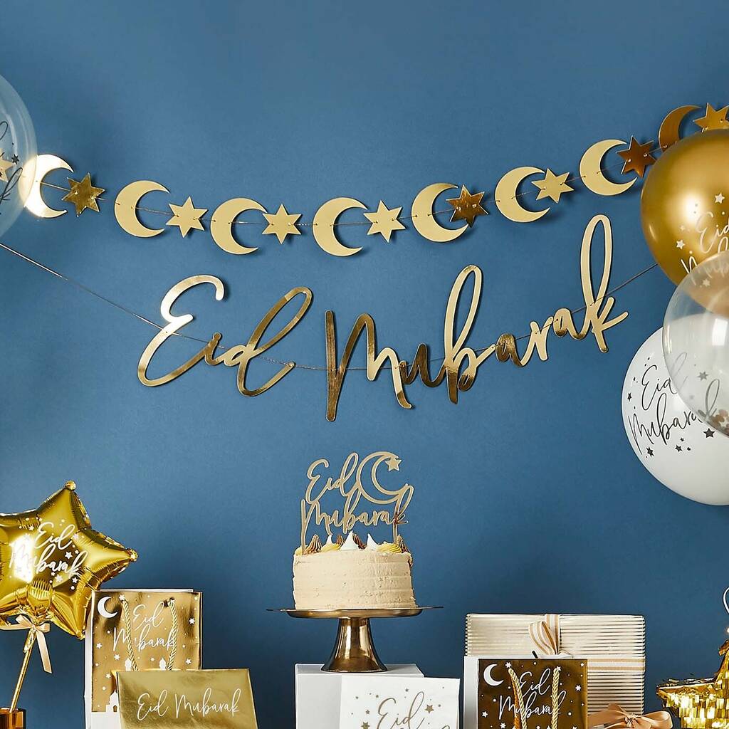 Gold Moon And Stars Eid Banner By Little Big Party Co.