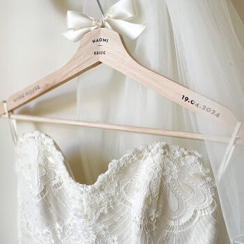 Personalised Wedding Dress Wooden Hanger, 4 of 7